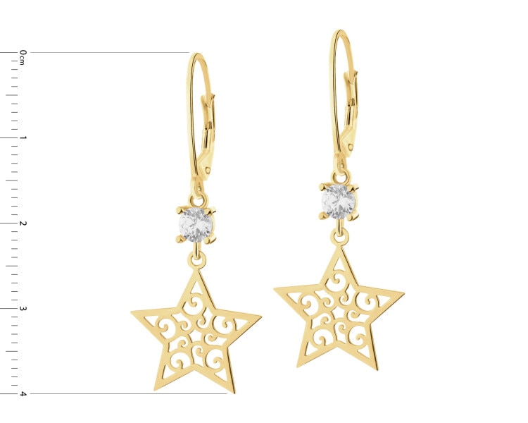 Gold-Plated Silver Dangling Earring with Cubic Zirconia