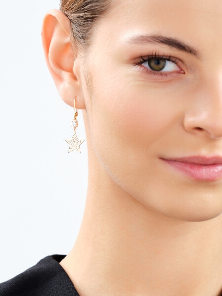 Gold-Plated Silver Dangling Earring with Cubic Zirconia