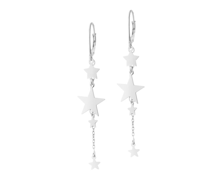 Rhodium Plated Silver Dangling Earring 