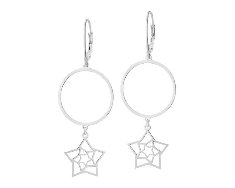 Rhodium Plated Silver Dangling Earring 