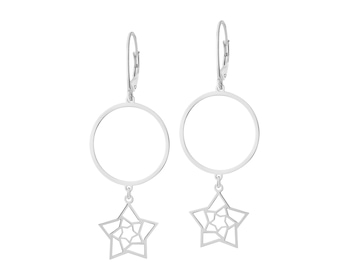 Rhodium Plated Silver Dangling Earring 