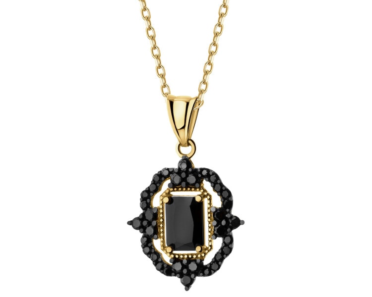 585 Yellow Gold/Black Rhodium Pendant with Cubic Zirconia