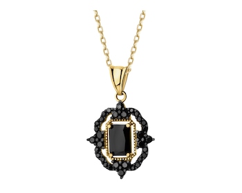 585 Yellow Gold/Black Rhodium Pendant with Cubic Zirconia