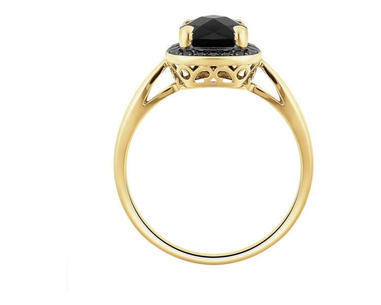 585 Yellow Gold Ruthenium-Plated Ring  - fineness 585