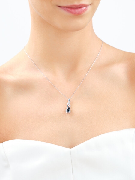 14 K Rhodium-Plated White Gold Necklace  - fineness 14 K