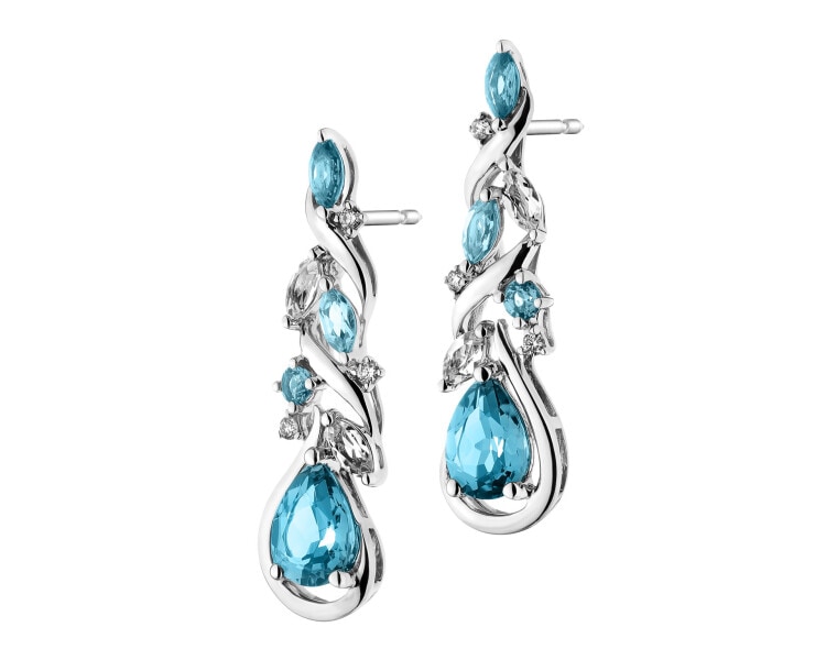 14 K Rhodium-Plated White Gold Earrings  - fineness 14 K