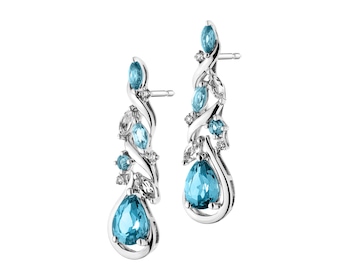 14 K Rhodium-Plated White Gold Earrings  - fineness 14 K