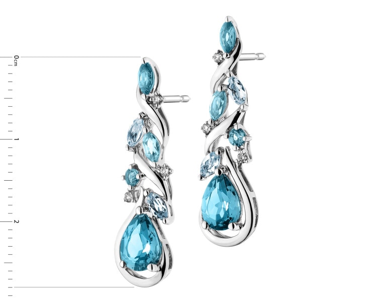 14 K Rhodium-Plated White Gold Earrings  - fineness 14 K