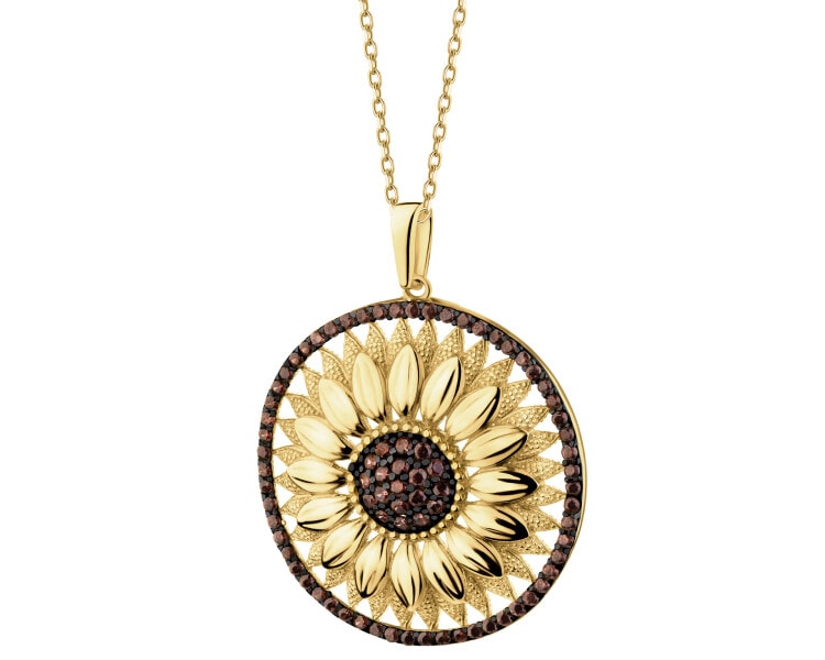 375 Yellow Gold/Black Rhodium Pendant with Cubic Zirconia