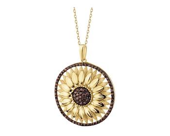 375 Yellow Gold/Black Rhodium Pendant with Cubic Zirconia