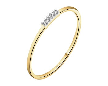 9 K Rhodium-Plated Yellow Gold Ring with Diamonds - 0,01 ct - fineness 14 K