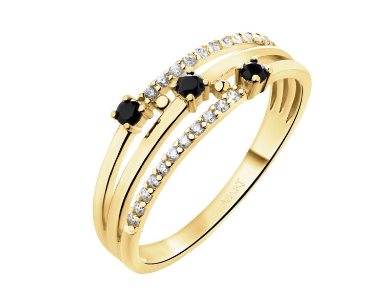 14 K Yellow Gold Band Ring with Cubic Zirconia