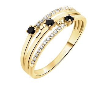 14 K Yellow Gold Band Ring with Cubic Zirconia