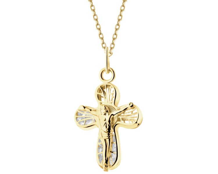 14 K Yellow Gold Pendant with Cubic Zirconia