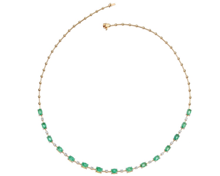 18 K Rhodium-Plated Yellow Gold Necklace  - fineness 18 K