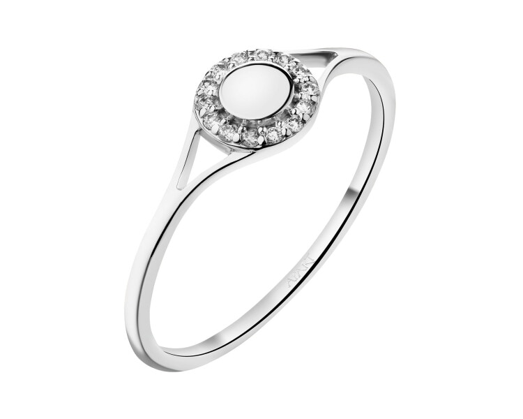 14 K Rhodium-Plated White Gold Ring with Cubic Zirconia