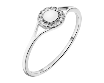 14 K Rhodium-Plated White Gold Ring with Cubic Zirconia