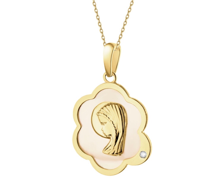 9 K Yellow Gold Pendant with Mother Of Pearl