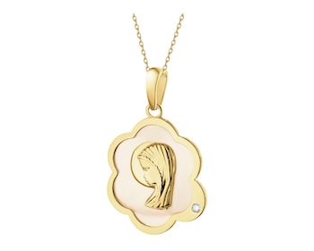 9 K Yellow Gold Pendant with Mother Of Pearl