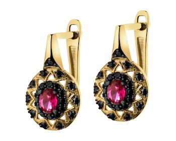 333 Yellow Gold/Black Rhodium Earrings with Cubic Zirconia