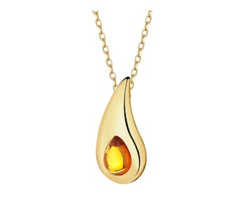 Gold-Plated Silver Pendant with Amber