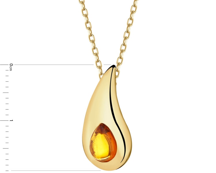 Gold-Plated Silver Pendant with Amber