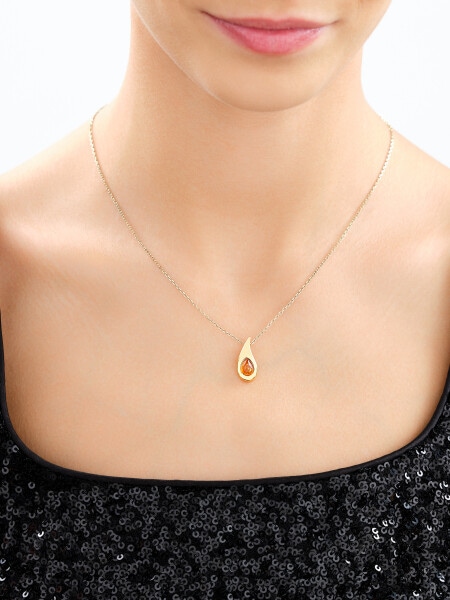 Gold-Plated Silver Pendant with Amber