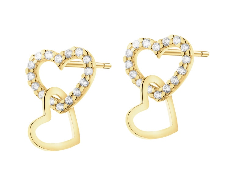 8 K Yellow Gold Dangling Earring with Cubic Zirconia