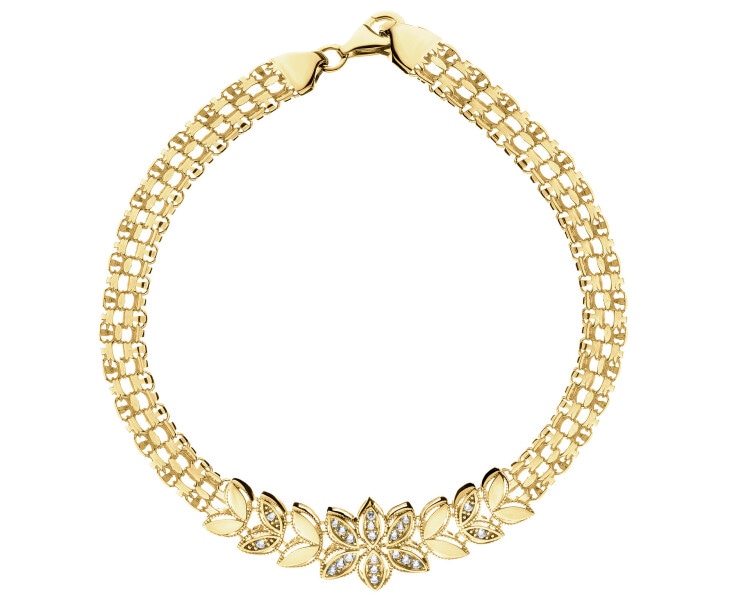 14 K Yellow Gold Bracelet with Cubic Zirconia