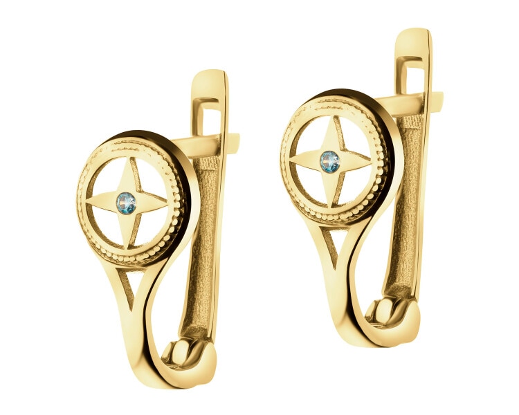 8 K Yellow Gold Earrings with Cubic Zirconia