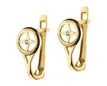 8 K Yellow Gold Earrings with Cubic Zirconia