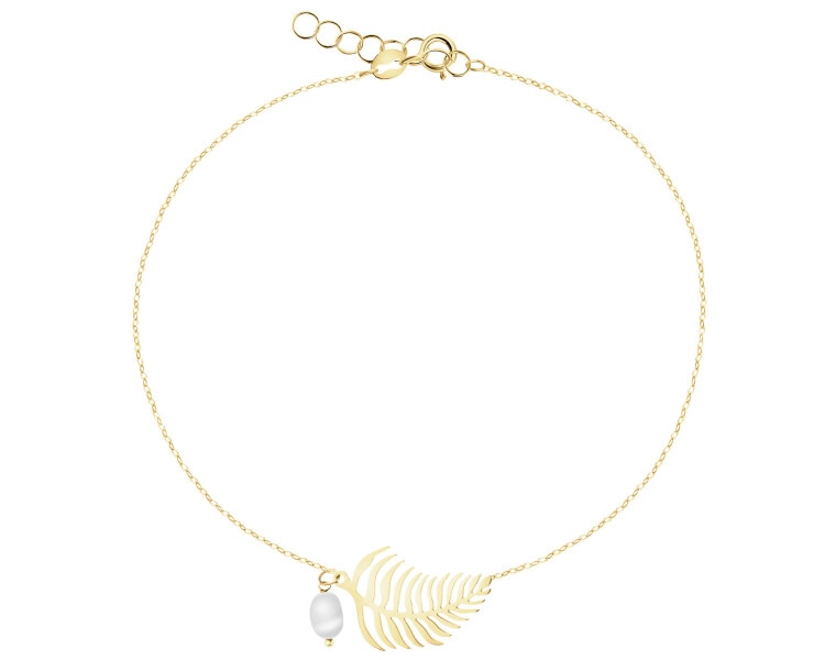 9 K Yellow Gold Bracelet with Pearl