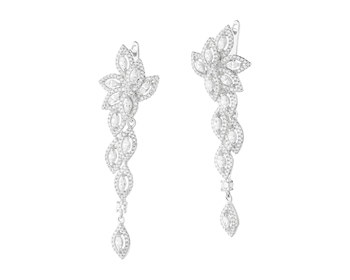 Rhodium Plated Silver Dangling Earring with Cubic Zirconia