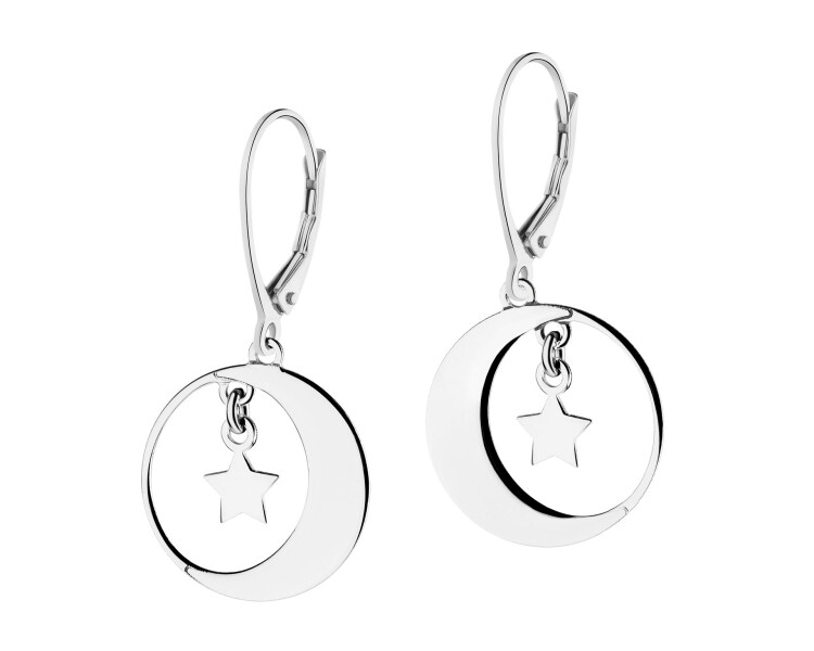 Rhodium Plated Silver Dangling Earring 