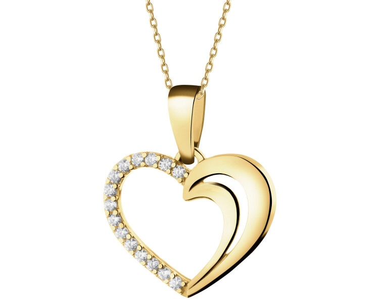 Gold pendant with zircons - heart