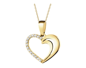 Gold pendant with zircons - heart