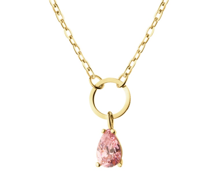 8 K Yellow Gold Necklace with Cubic Zirconia