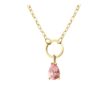 8 K Yellow Gold Necklace with Cubic Zirconia