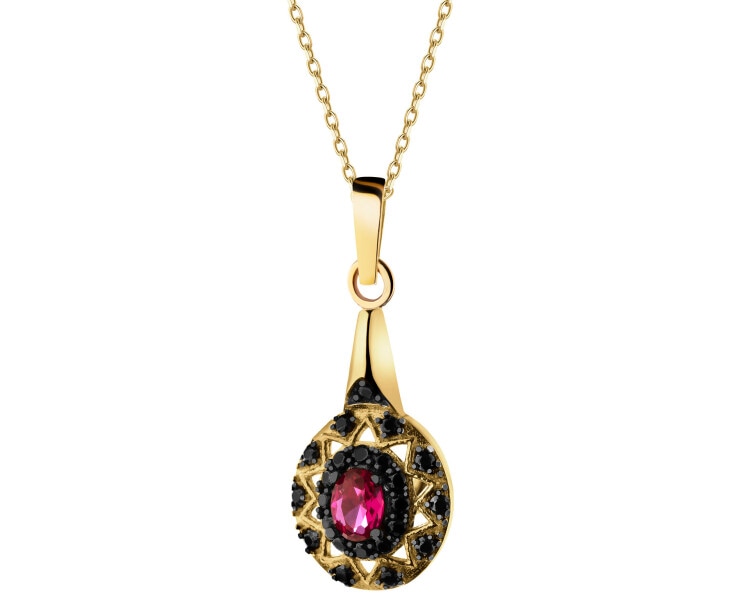 333 Yellow Gold/Black Rhodium Pendant with Cubic Zirconia