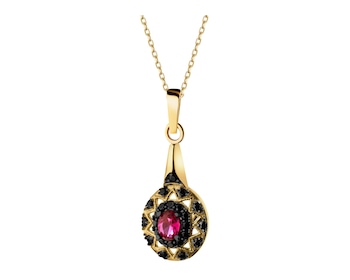 333 Yellow Gold/Black Rhodium Pendant with Cubic Zirconia