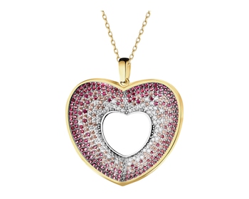 8 K Rhodium-Plated Yellow Gold Pendant with Cubic Zirconia