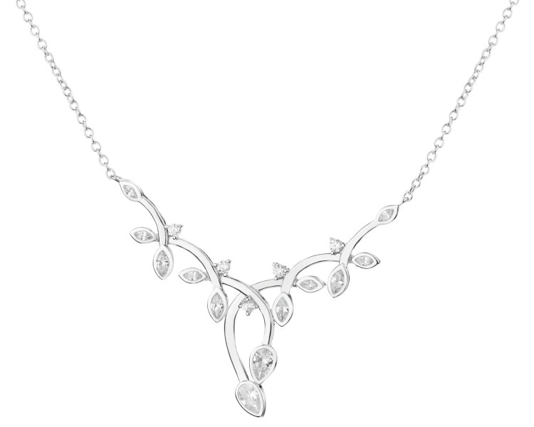 Rhodium Plated Silver Necklace with Cubic Zirconia