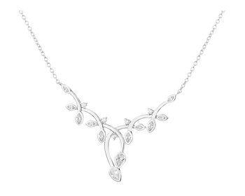 Rhodium Plated Silver Necklace with Cubic Zirconia