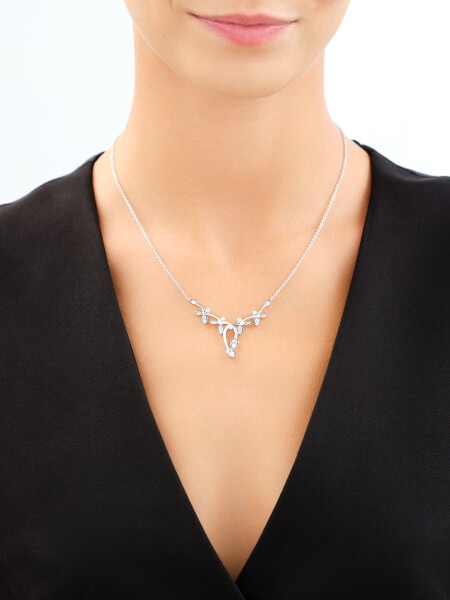 Rhodium Plated Silver Necklace with Cubic Zirconia