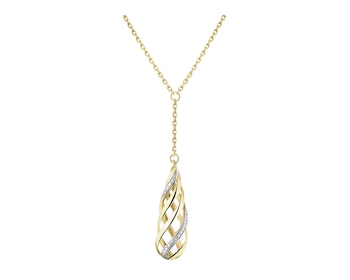 14 K Rhodium-Plated Yellow Gold Necklace with Diamond - 0,003 ct - fineness 14 K