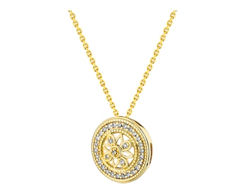 14 K Rhodium-Plated Yellow Gold Pendant with Diamonds - 0,07 ct - fineness 14 K