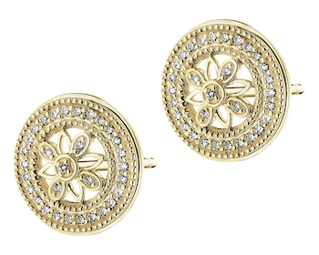 14 K Yellow Gold Earrings with Diamonds - 0,09 ct - fineness 14 K