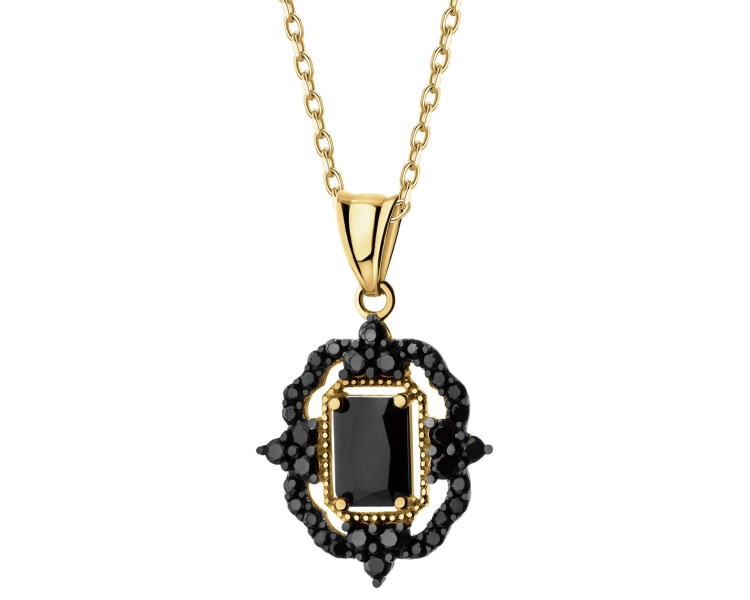 333 Yellow Gold/Black Rhodium Pendant with Cubic Zirconia