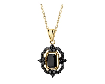 333 Yellow Gold/Black Rhodium Pendant with Cubic Zirconia