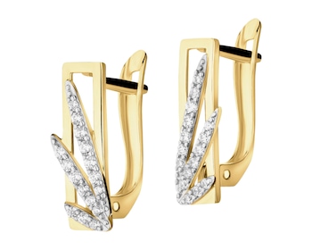 8 K Rhodium-Plated Yellow Gold Earrings with Cubic Zirconia